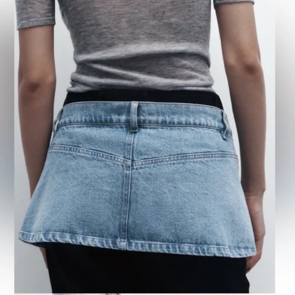 NWT Zara Denim Sash Belt Micro Mini Skirt Jean Cover Up main image 9